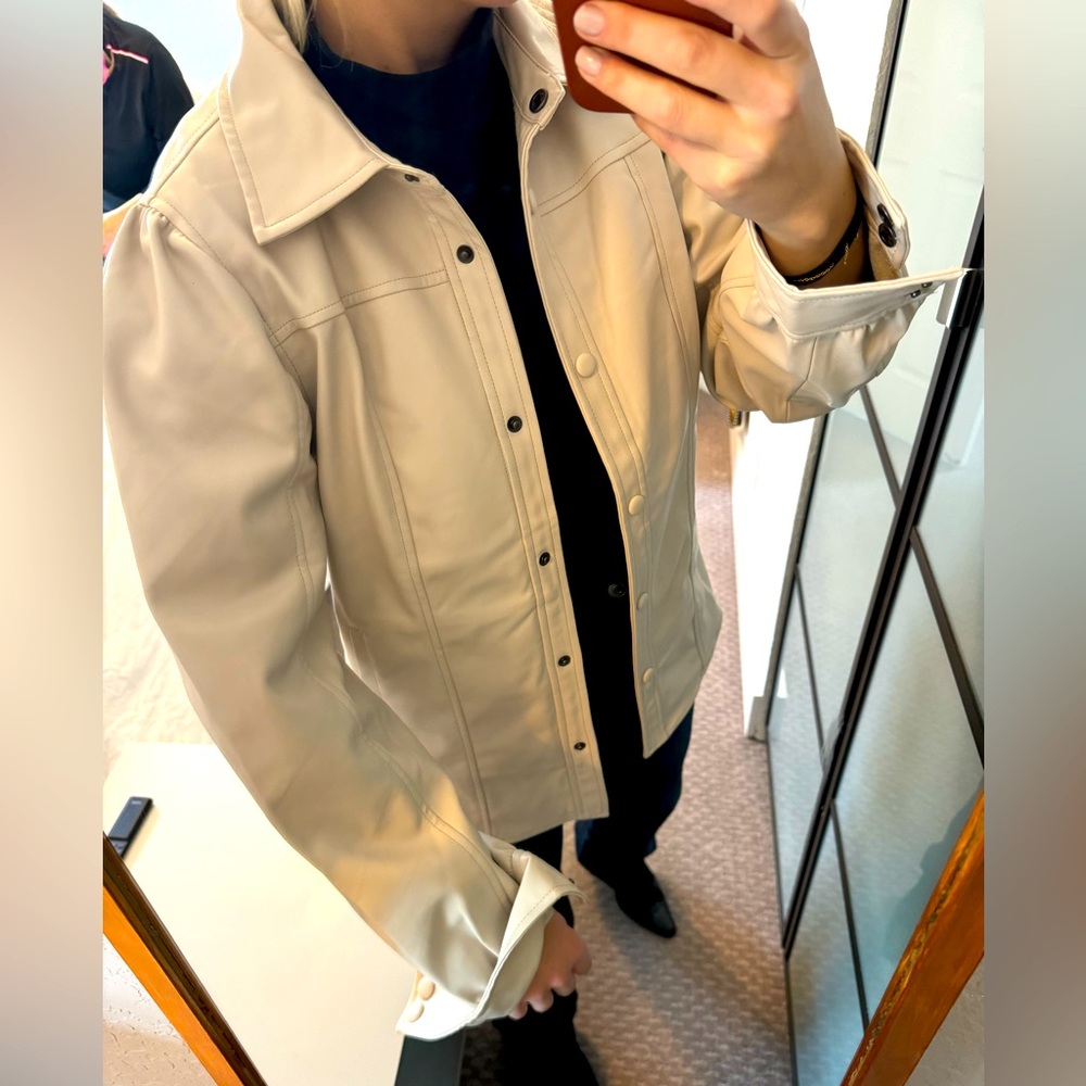 Beige Leather Jacket - image 5